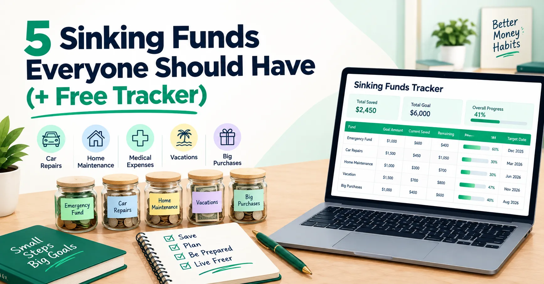 5 Sinking Funds Everyone Should Have (+ Free Tracker)
